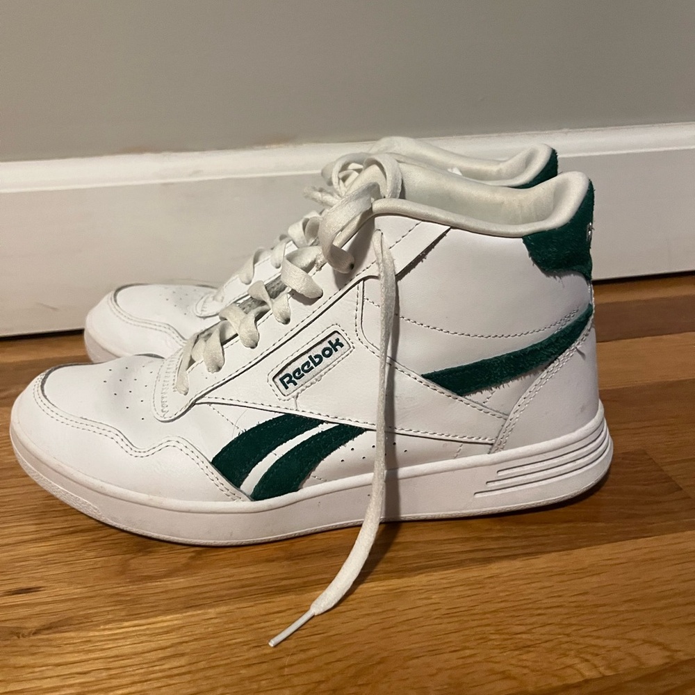Reebok White and Green High-Top Sneakers